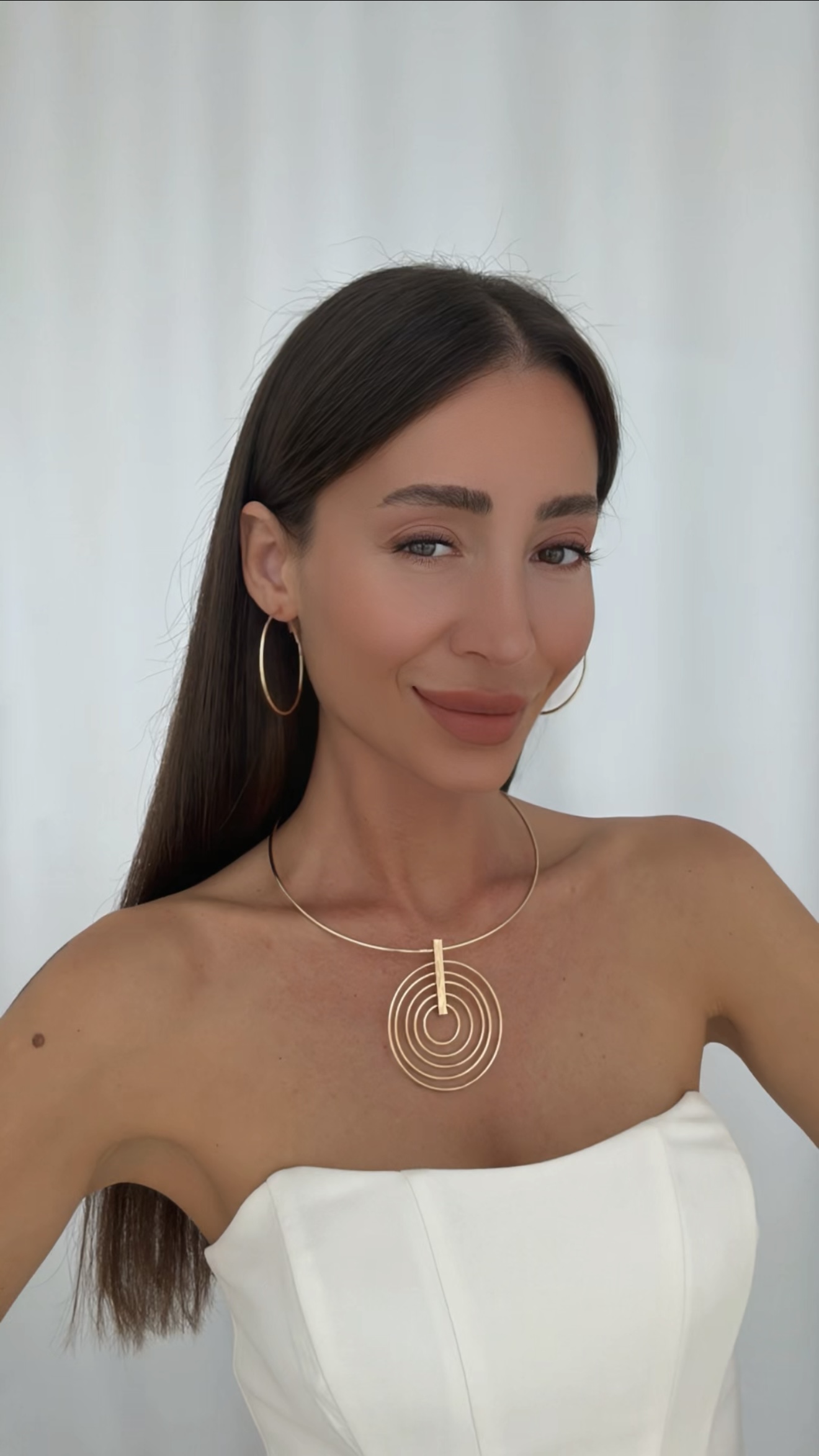 ZİRKON TAŞLI VE SADE GOLD GÜMÜŞ HALKA KÜPE VE KOLYE KOMBİNLERİ
