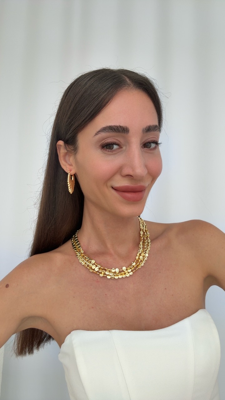 PREMIUM GOLD HALKA KÜPELER YUVARLAK PUL KOLYE KOMBİNLERİ