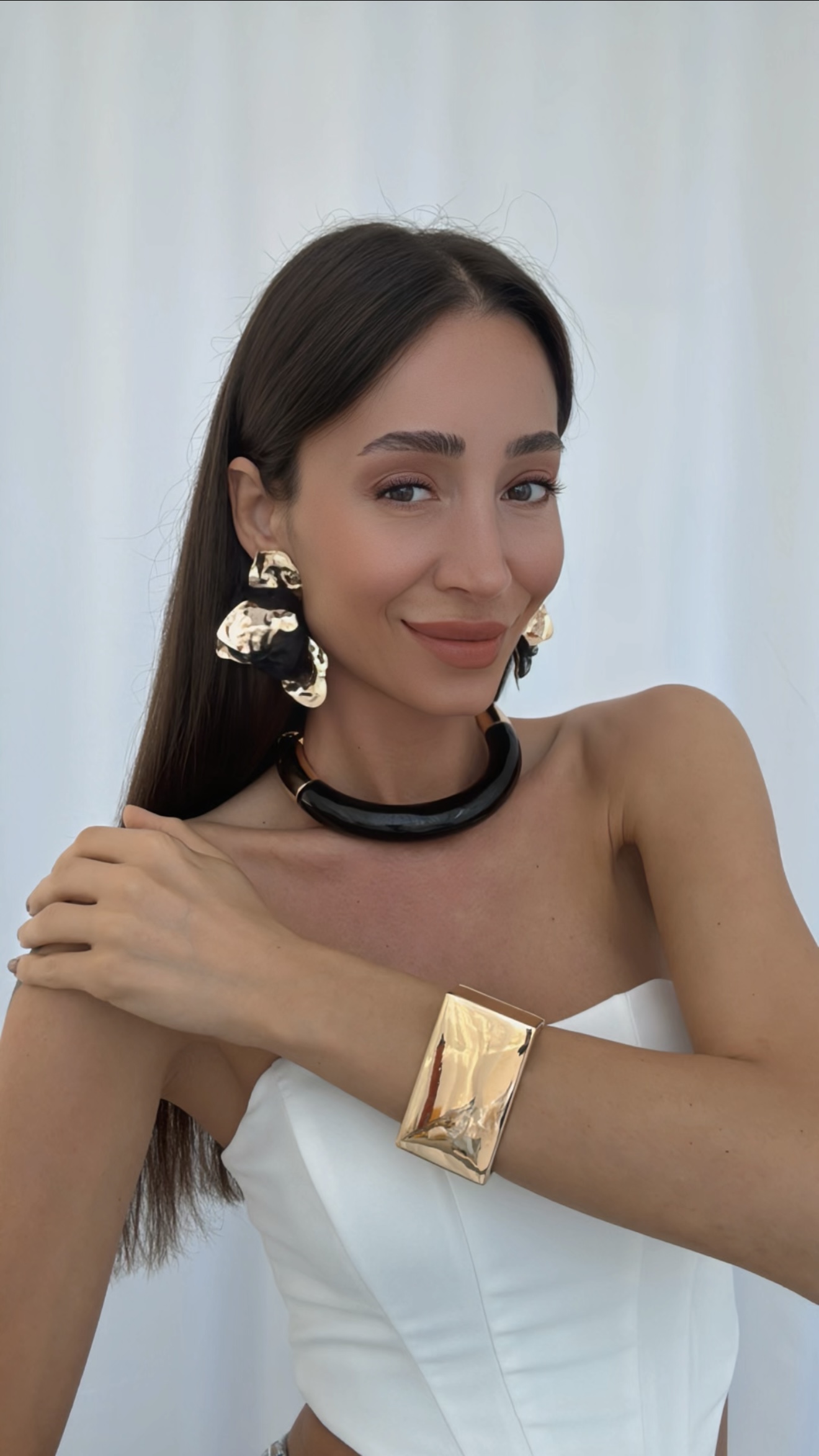 SİYAH TÜL KÜPE VE CHOKER KOLYE KOMBİNİ