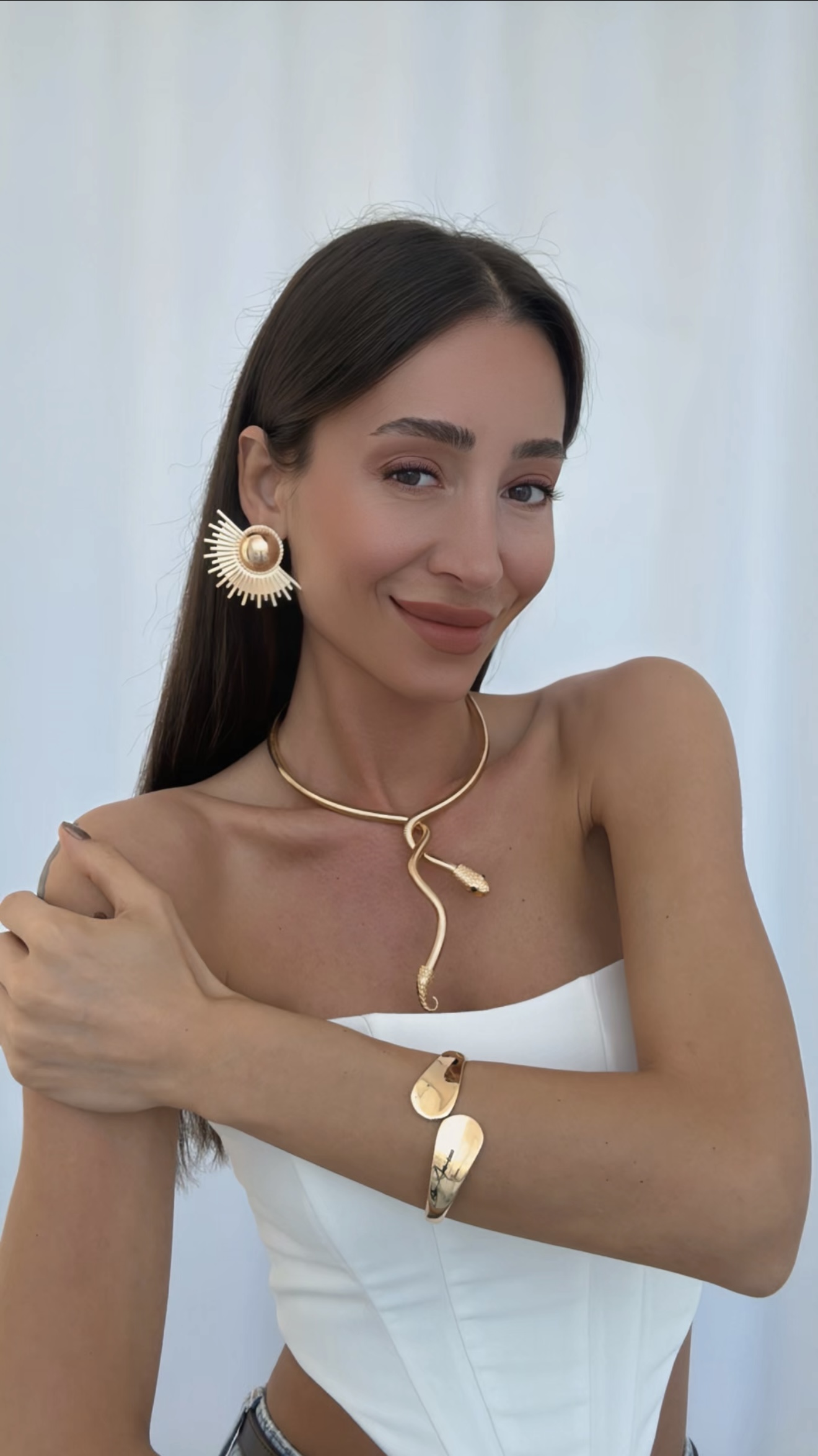 GOLD & GÜMÜŞ YILAN CHOKER KOLYE KOMBİNİ