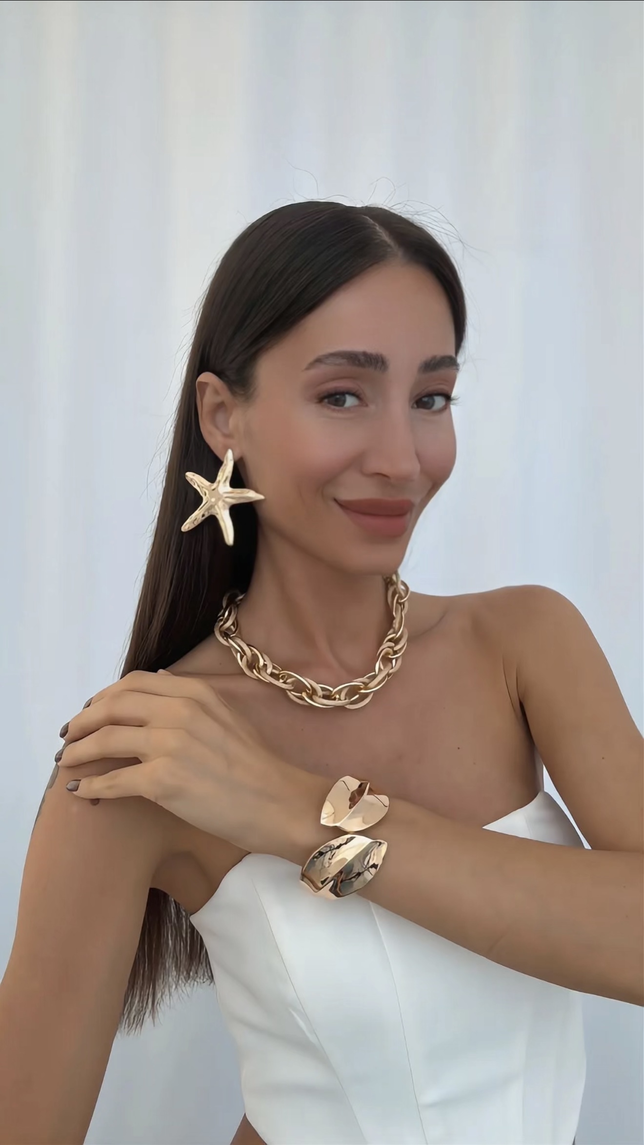 HALAT KOLYE İLE GÜNEŞ, DENİZ YILDIZI, YENGEÇ KÜPE KOMBİNLERİ